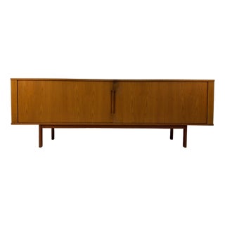 Mid-Century Modern Teak Credenza W/ Tambour Doors For Sale
