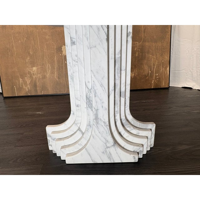 Rh Restoration Hardware Strada Bistro & Entry Table | Italian Arabescato Marble For Sale - Image 11 of 18