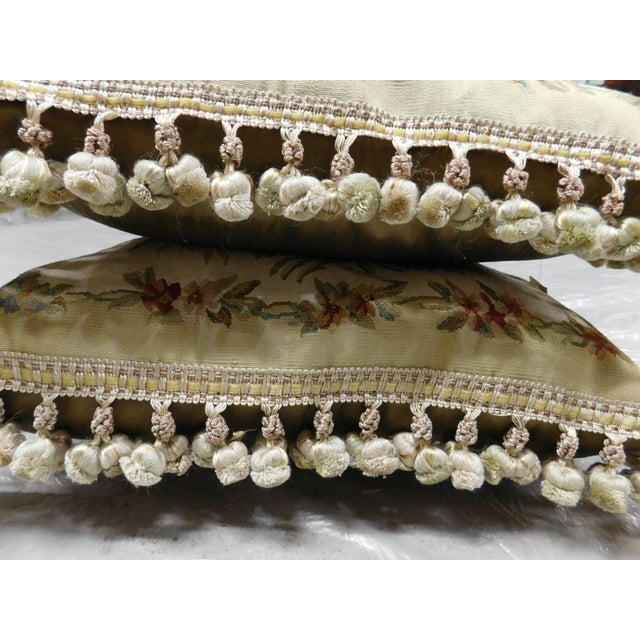 A Matching Pair of Handmade Aubusson Silk Cushions. 20"x 20" For Sale - Image 4 of 13