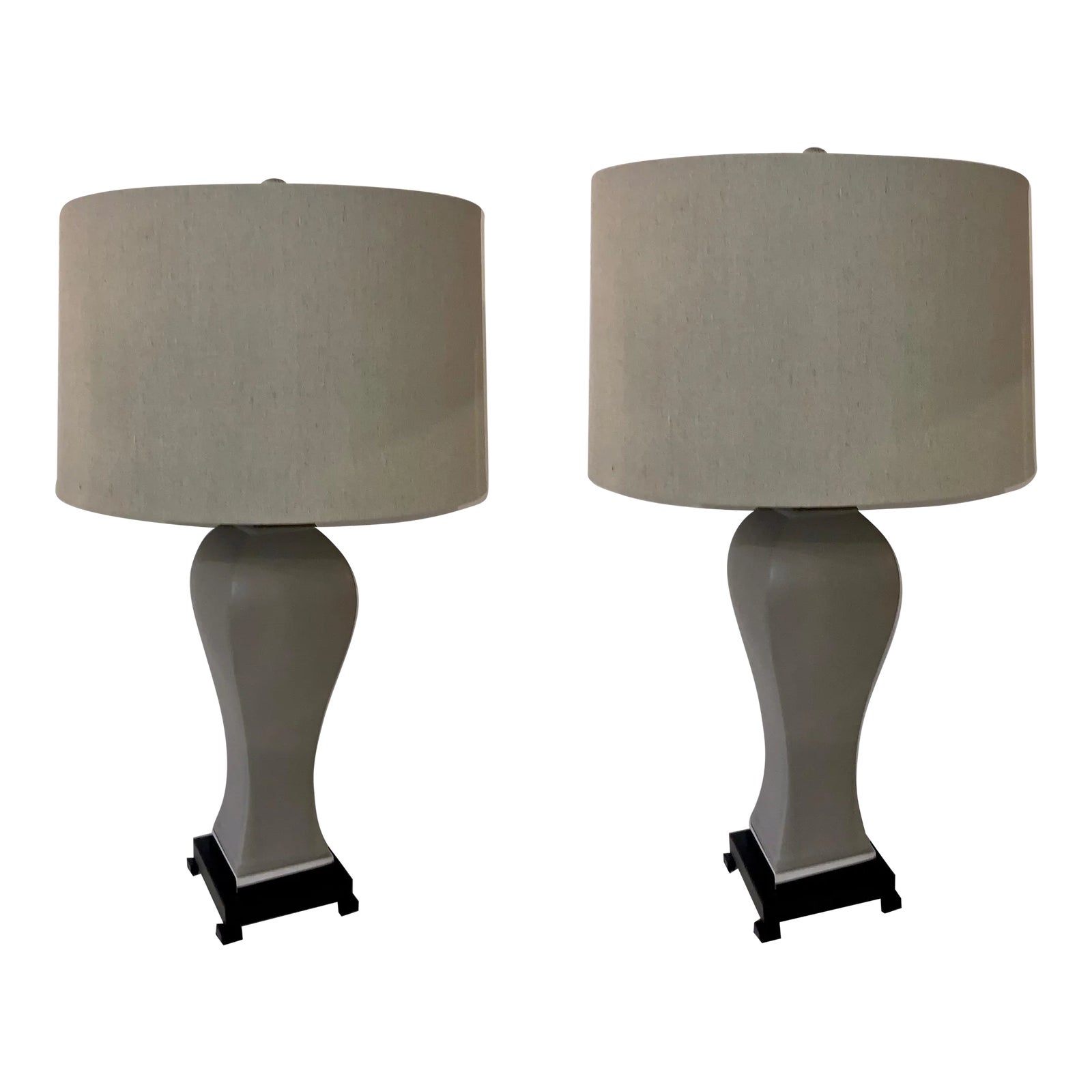 Modern Gray Ceramic Table Lamps Pair Chairish