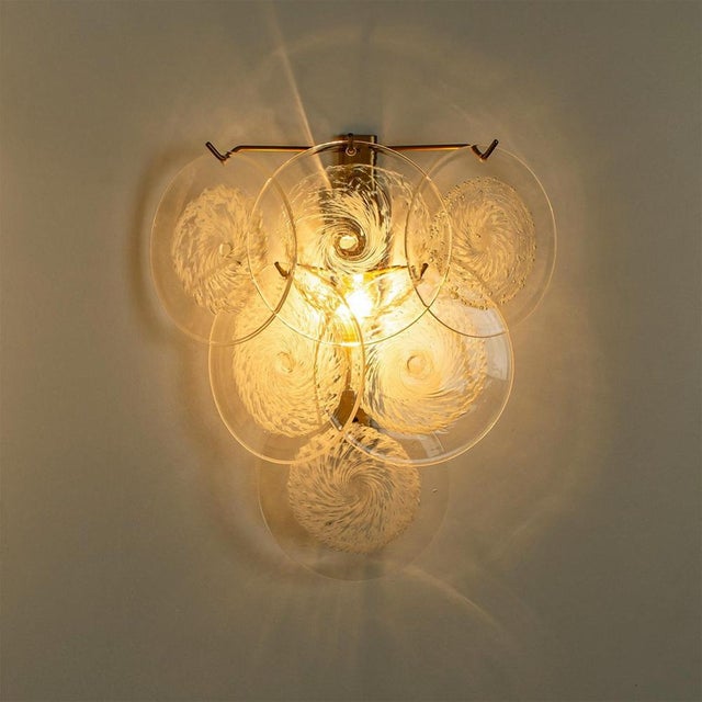 Glass Disc Wall Lights attributed to Vistosi, Italy, 1960s, Set of 2 For Sale - Image 6 of 16