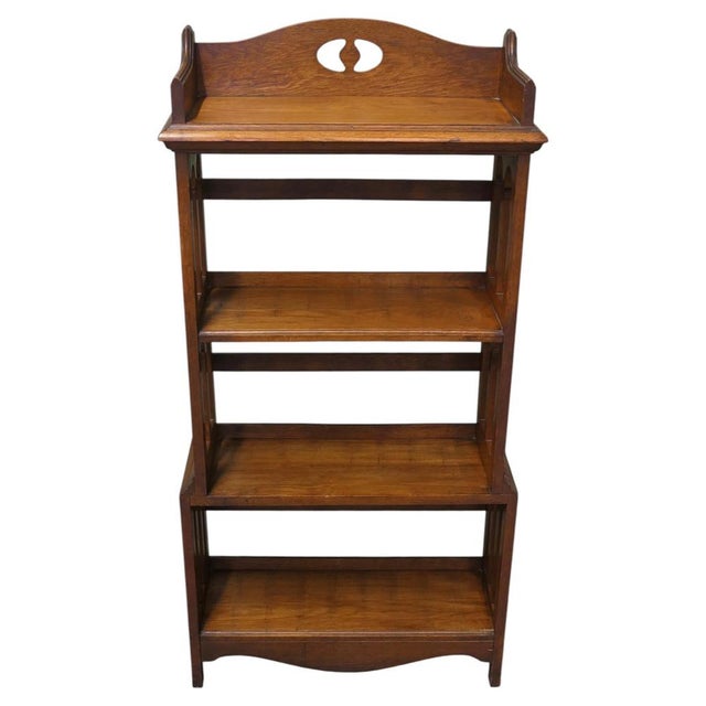 Brown Art and Crafts Open Front Bookcase in Golden Oak, 1880 For Sale - Image 8 of 8