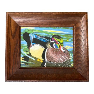 1970’s Original Colorful Wood Duck Serigraph Print For Sale