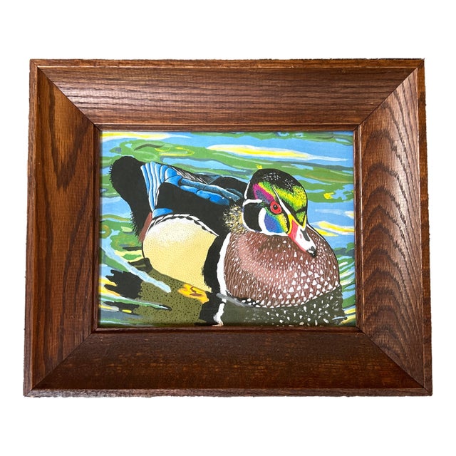 1970’s Original Colorful Wood Duck Serigraph Print For Sale
