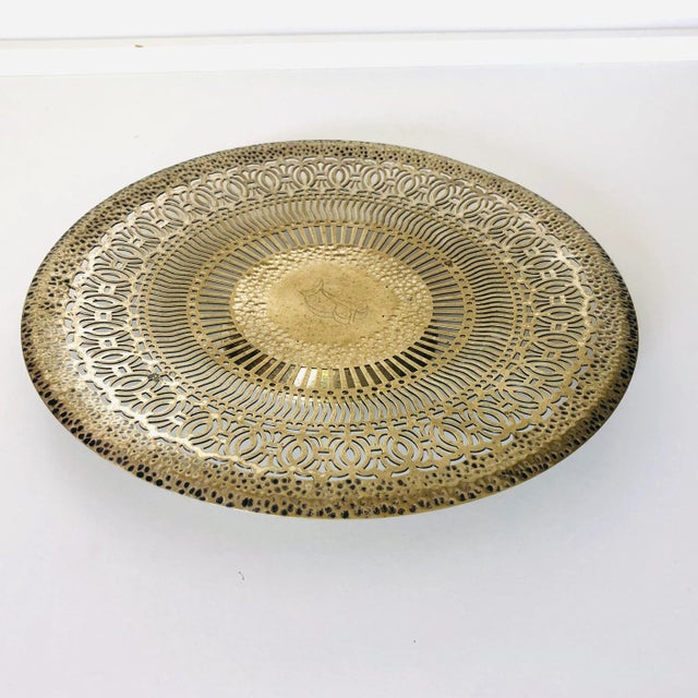 English Vintage Nickel Silver Hammered and Pierced Dish For Sale - Image 3 of 7