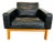 Vintage Danish Black Leather & Oak Lounge Chair by Poul M Volther for Erik Jørgensen, 1960s For Sale