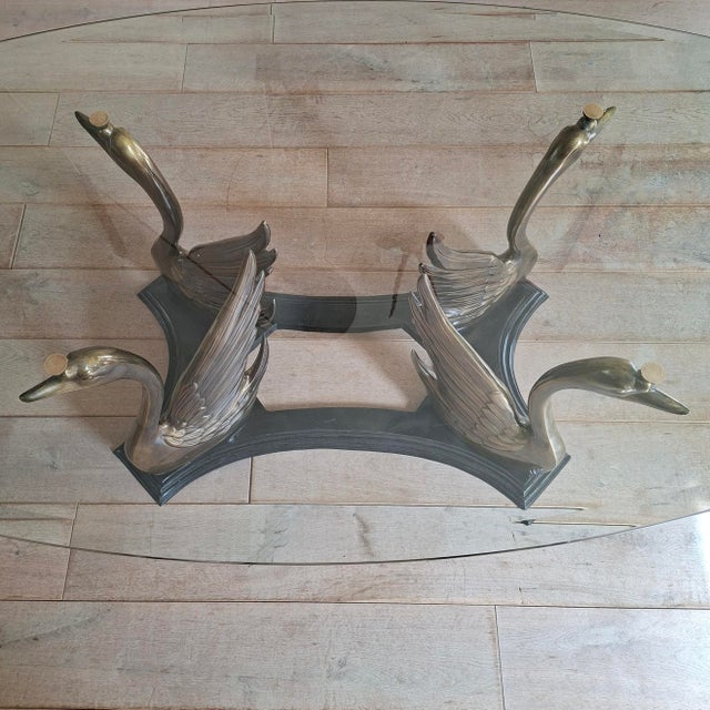 Metal Brass Swan Coffee Table, 1970s For Sale - Image 7 of 8