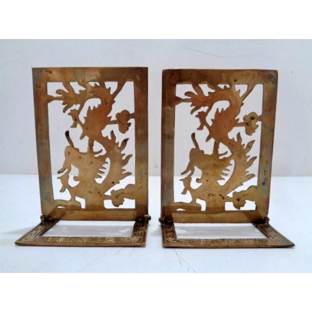 Vintage Chinese Brass Dragon Greek Key Bookends a Pair Chairish