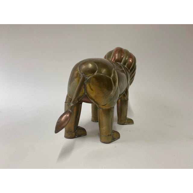 Copper Brass and Copper Lion Sculpture For Sale - Image 8 of 12