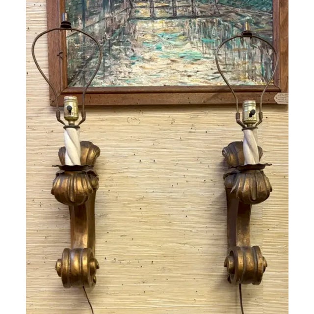 Gold Early 20th Century Wood Giltwood Wall Sconces For Sale - Image 8 of 8