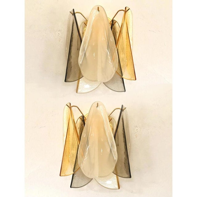 Orange Multicolor Amber Rondini Murano Wall Sconces by Simoeng, Set of 2 For Sale - Image 8 of 11