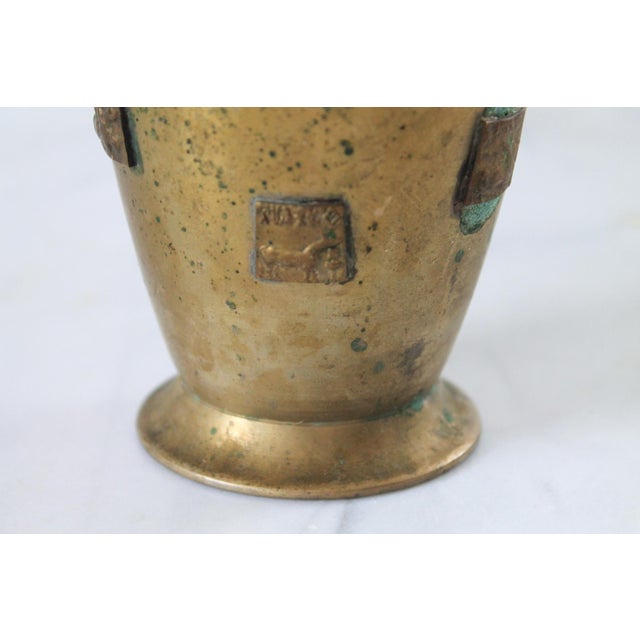 Antique Brass Vase With Sunga Dynasty Coin Relief For Sale - Image 10 of 11
