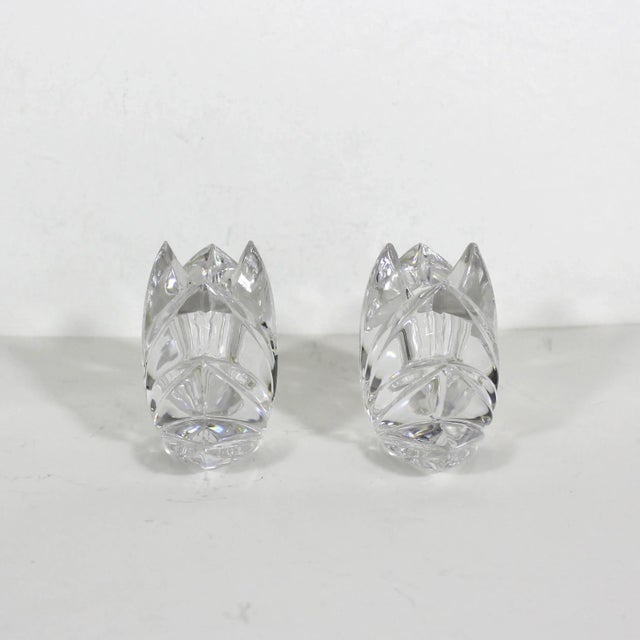 Mikasa Art Deco Crystal Candleholders Flower Shape a Pair For Sale - Image 4 of 8