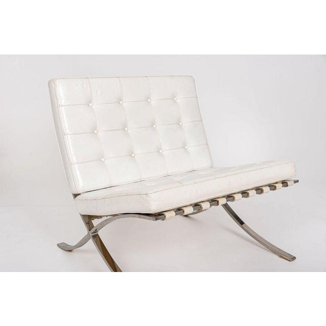 Mid Century White Barcelona Chairs by Mies Van Der Rohe for Knoll, 1970s For Sale - Image 17 of 17