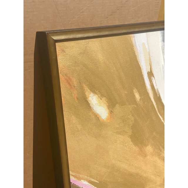 Abstract Vintage Mixed Media Abstract on Canvas For Sale - Image 3 of 6