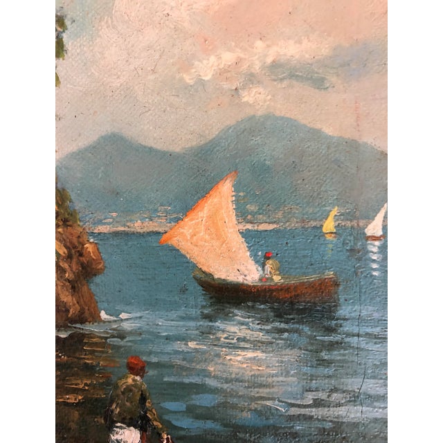 Roberto Scognamiglio, Baie de Naples et pêcheurs, Oil on Canvas, Framed For Sale - Image 5 of 9