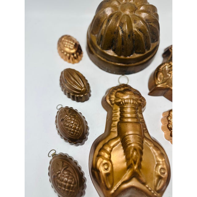 Metal Collection of Vintage Copper Molds For Sale - Image 7 of 8