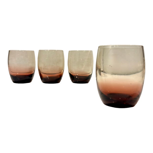 Late 20th Century Rose Colored Ombre Lowball Tumblers - Set of 4 For Sale