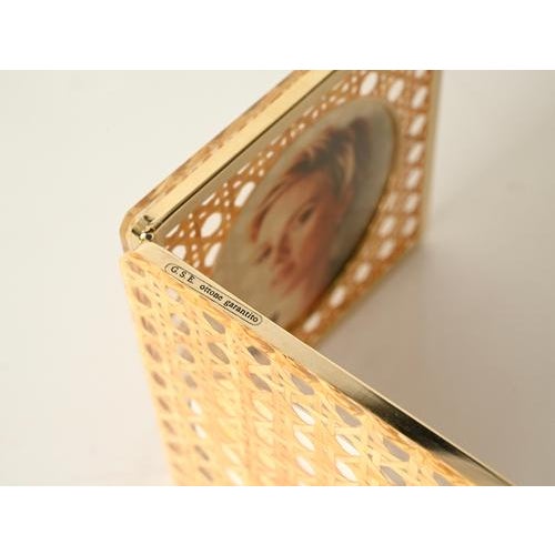 1970s Picture Frame in Brass, Acrylic Glass, and Vienna Straw from Dior, Italy 1970s For Sale - Image 5 of 17