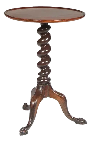 English Carved Mahogany Chippendale Style Candle Stand, C. 1900, the Dished Circular Top on a Rope