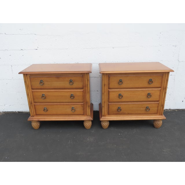 Tommy Bahama Costal Pineapple Design Large Nightstands Side End Tables 6435 For Sale - Image 16 of 18