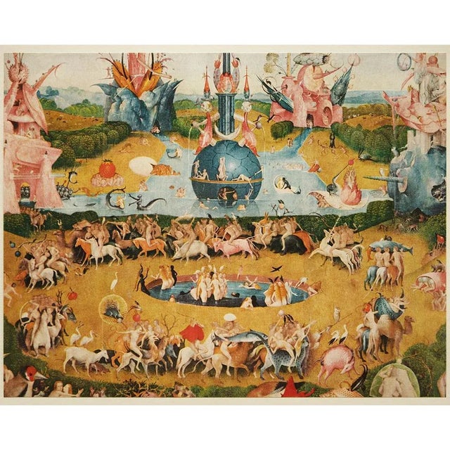 Goldenrod 1955 After Bosch "The Garden of Worldly Delights" (Detail), Vintage Full-Color Print For Sale - Image 8 of 8