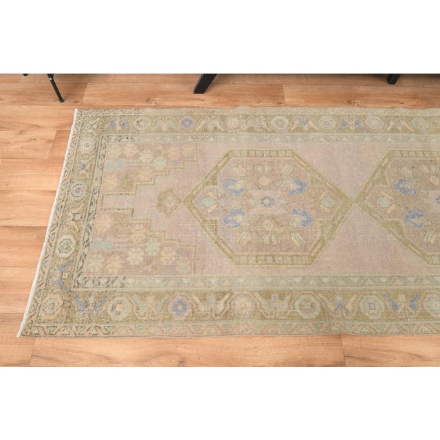1970s Vintage Handmade Wool Cotton Turkish Beige Runner Rug For Sale - Image 4 of 11