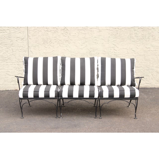 High Quality Cast Iron Set of Three Outdoor Patio Chairs, Can Remain Separate or Placed Together to Form a Bench, Most...