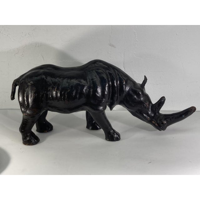 Mid-Century Leather Rhino Statue, England For Sale - Image 7 of 14