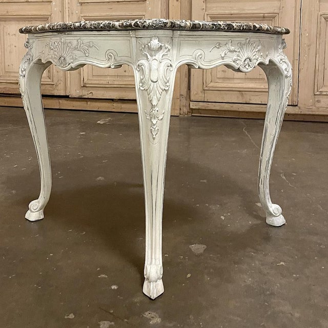 19th Century French Regence Painted Marble Top Table For Sale - Image 11 of 14