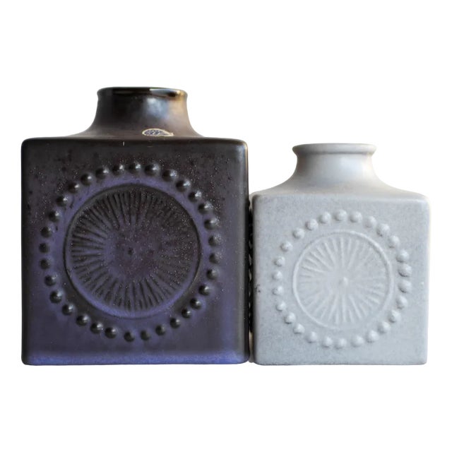 Mid-Century Scandinavian Modern Art Pottery Vases in Ceramic by Göran Andersson for Upsala Ekeby, Sweden, 1970s, Set of 2 For Sale