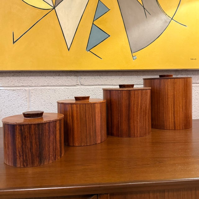 Mid-Century Modern 1960s Mid-Century Modern Japanese Teak Nesting Canisters by Otagiri For Sale - Image 3 of 6