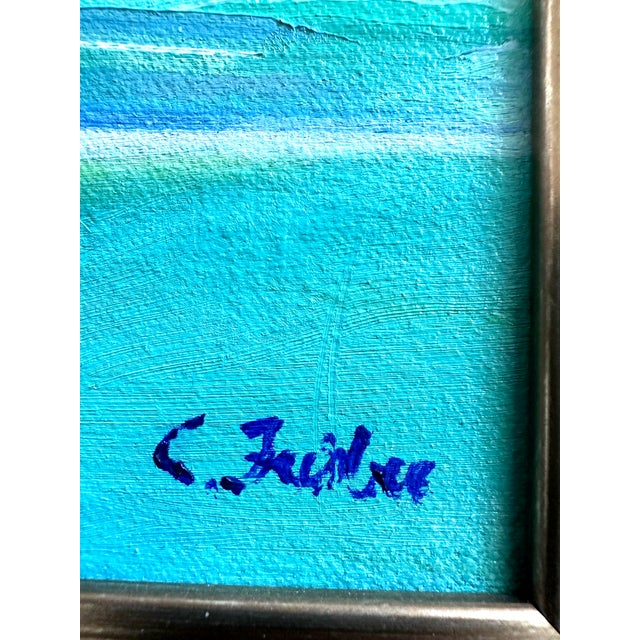 2020s Small Oil Painting by Christine Frisbee- Wianno 5th Hole Bunker - Framed For Sale - Image 5 of 6