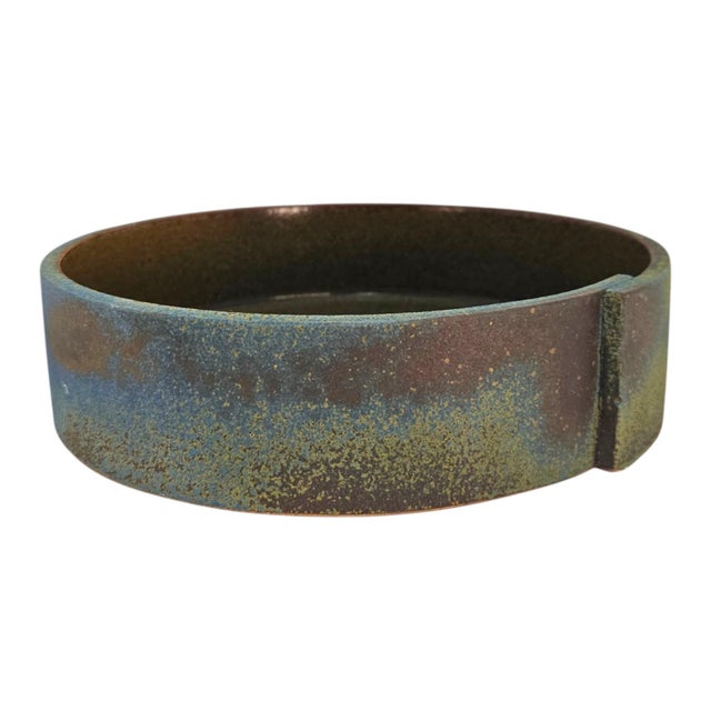 Late 20th Century Japanese Stoneware Ikebana Suiban With Variegated Glaze For Sale - Image 12 of 13