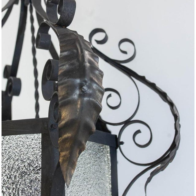 French Wrought Iron and Granita Glass Pendant, 1900s For Sale - Image 11 of 14