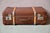 Brown Vintage Travel Suitcase with Rigid Cardboard and Wooden Handles, 1940s For Sale - Image 8 of 11