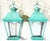 Turquoise Pair of Solid Brass Vintage Ceiling Lantern 19” X 9”.5 X 9”.5 For Sale - Image 8 of 14