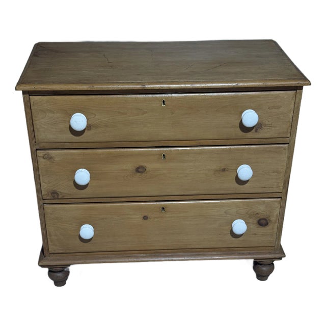 Antique Pine Three Drawers - Chest of Drawers From England For Sale