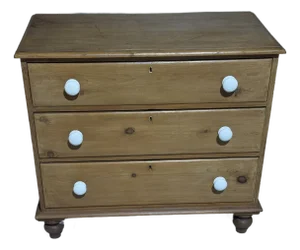 Antique Pine Three Drawers - Chest of Drawers From England