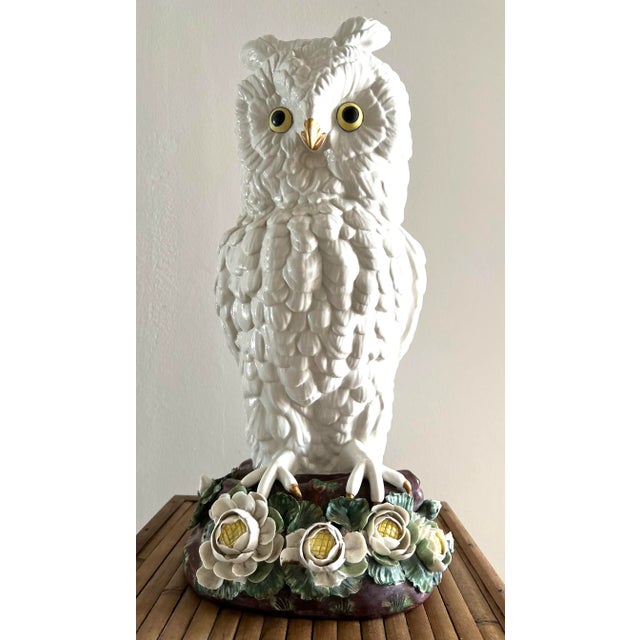 Mid 20th Century Mid 20th Century Italian Mottahedeh Porcelain Large Owl For Sale - Image 5 of 13