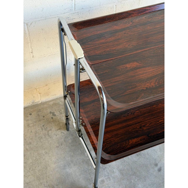 Rosewood Folding Bar Cart German Mid-Century Modern For Sale - Image 4 of 13