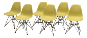 Eames DSR Chairs (Herman Miller ) With Eiffel Base : Set of 6 : Yellow : Authentic