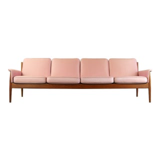 8 Ft Long Grete Jalk for France and Son Four Seat Sofa Denmark For Sale