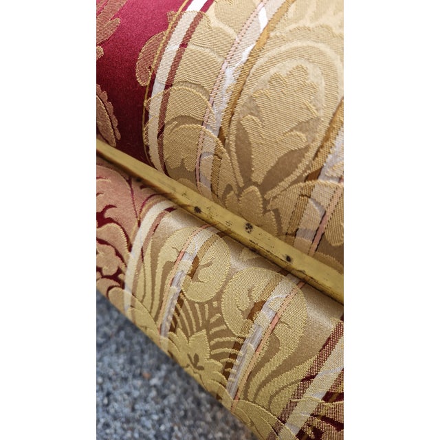 Gold Two-Seater Sofa with Floral Fabric with Decorative Brass Edges, 1980s For Sale - Image 8 of 17