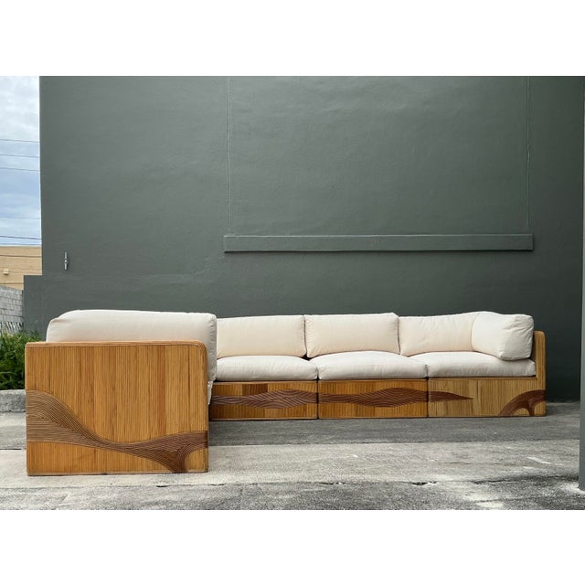 Vintage Pencil Reed Wave Sectional For Sale In West Palm - Image 6 of 9