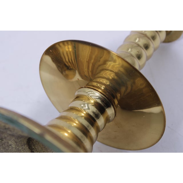 Pair of Virginia Metalcrafters Brass Colonial Williamsburg Candlesticks For Sale - Image 10 of 13