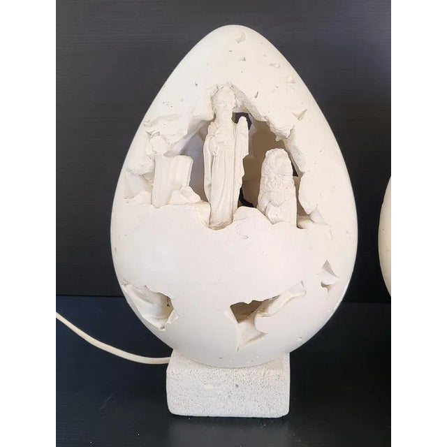 Stone Vintage Egg Lamps, 1970, Set of 2 For Sale - Image 7 of 12