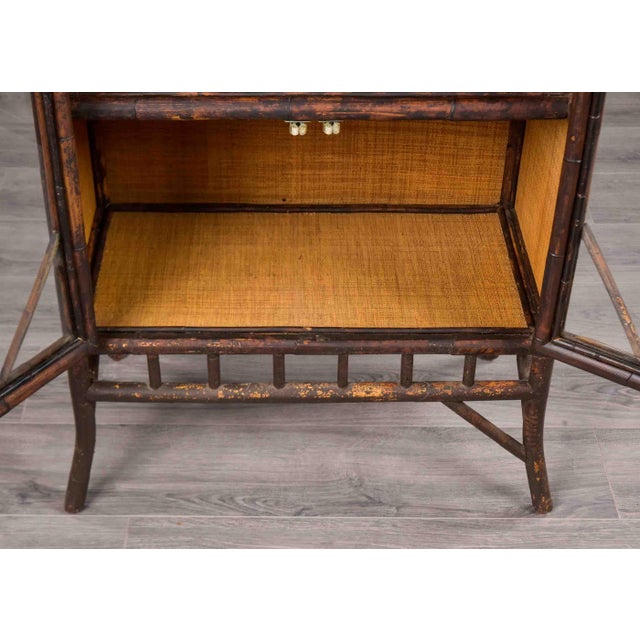 English Aesthetic Movement Tall Glass Front Bamboo Cabinet For Sale - Image 11 of 12
