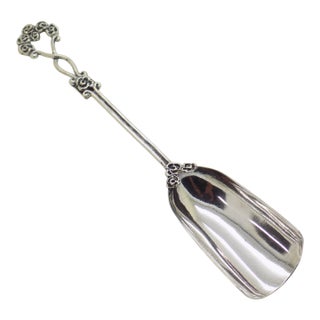 Vintage Italian Handmade Genuine Silver Sugar Spoon With Flower Design, Made in Tuscany (Arezzo) For Sale