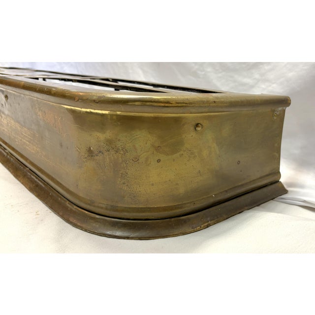 Metal Large Antique Brass Fireplace Fender/ Surround/ Shelf For Sale - Image 7 of 13